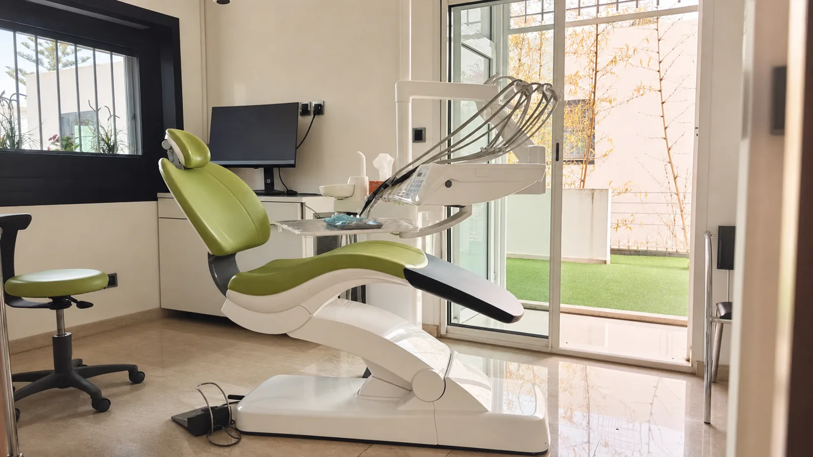 Salle de soins ouverte sur un espace extérieur