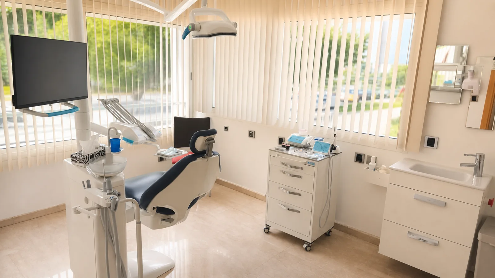 Salle de soins lumineuse du cabinet