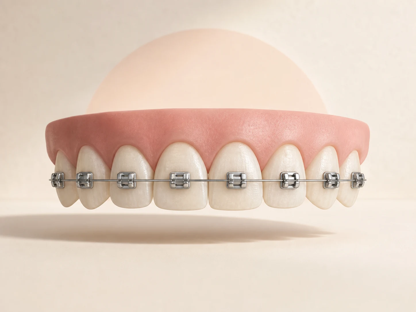Rendu pédagogique 3D d’un appareil orthodontique fixe